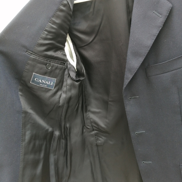 Canali Men Blazer Jacket Blue Three Button Lined Notch Lapel Suit Wool Italy 38R - Picture 6 of 9